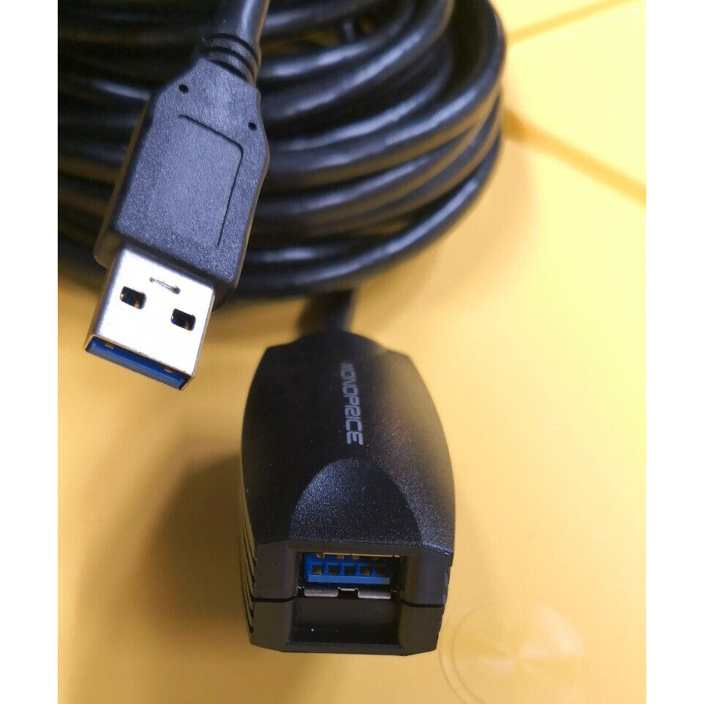 2pack- Monoprice USB-A to USB-A Female 3.0 Extension Cable - Active, Black, 15ft